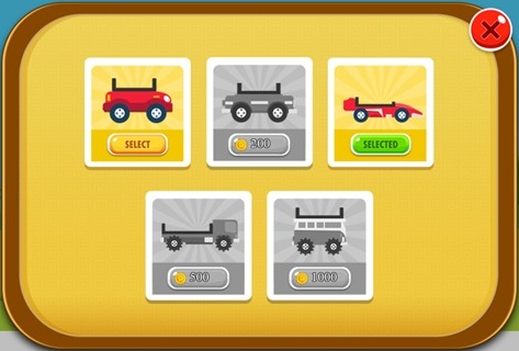 Available cars in Eggy Car